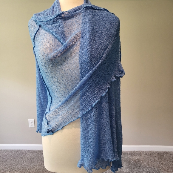 Fresco by Nomadic Traders – Beach Blue Long Mesh/Crochet Cardi/Shawl (One Size) - Picture 2 of 16